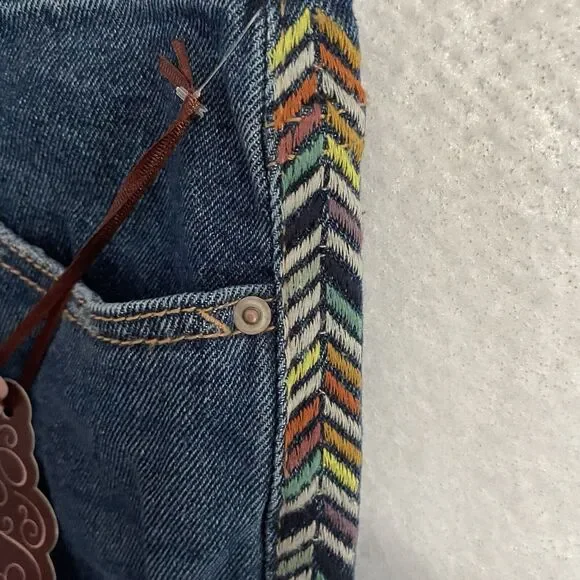 Knox Rose Jeans Women's 10 Medium Wash Embroidered Straight Leg Ankle Boho NEW - Picture 5 of 10